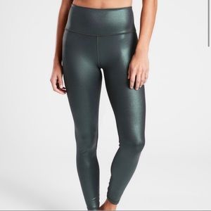 Athleta super high rise elation tights. Green shimmer
